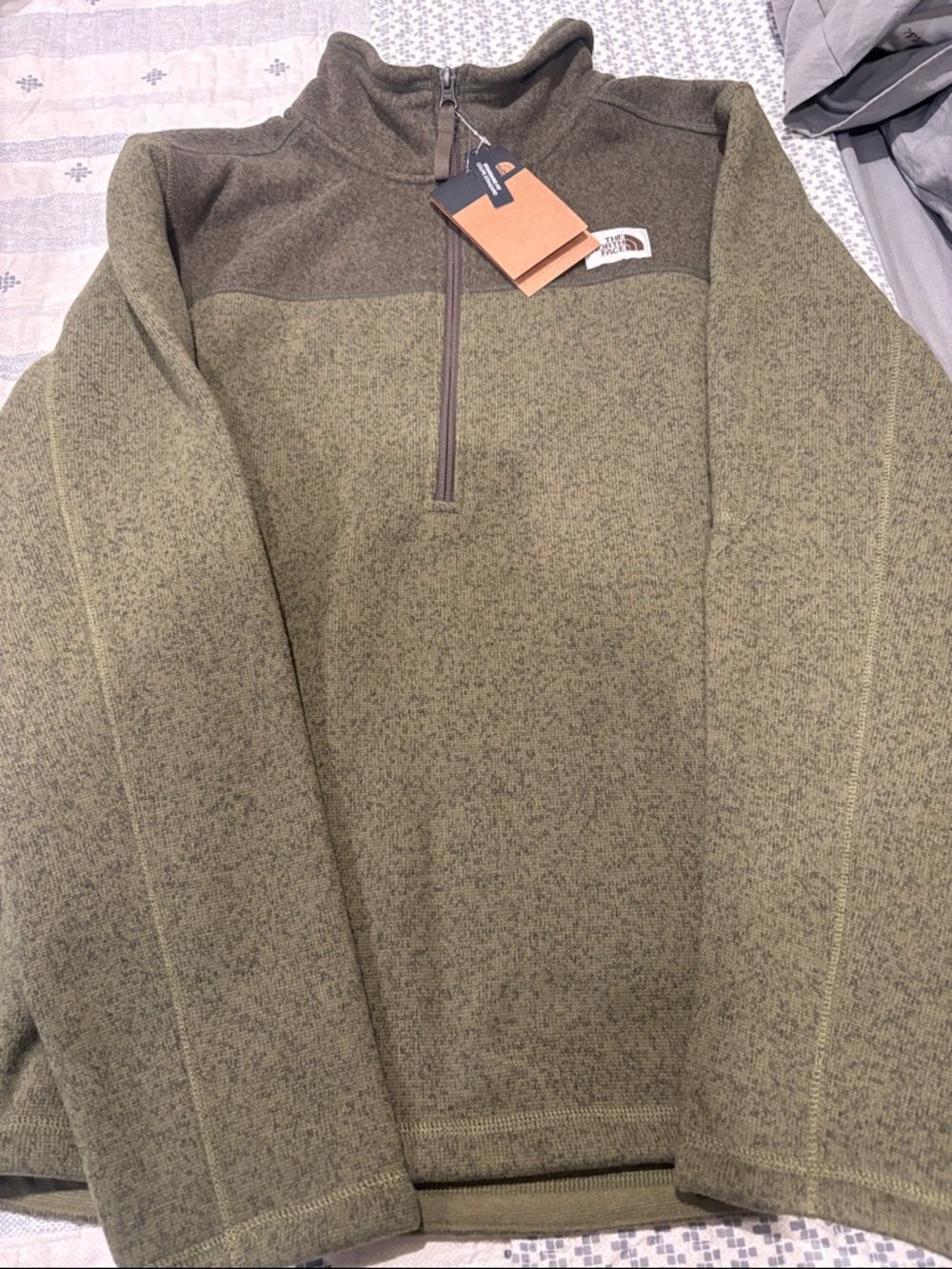 The North Face Men’s Olive Green Half-Zip Fleece Pullover